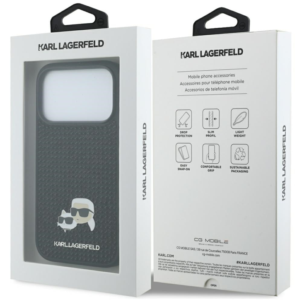 Case for Apple iPhone 17 Pro Max, Karl Lagerfeld, Rhinestone Karl & Choupette Pins, Black