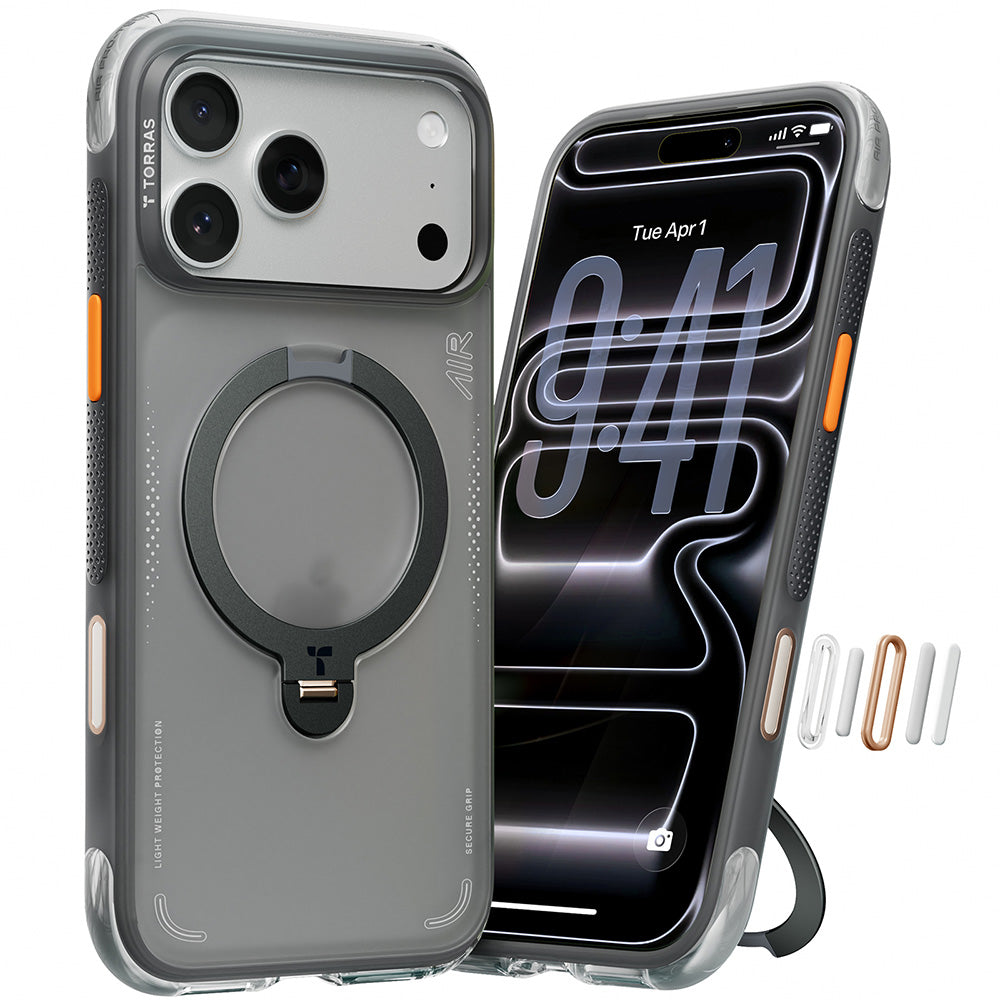 MagSafe Case for Apple iPhone 17 Pro, Torras, Ostand Spin Air, Gray