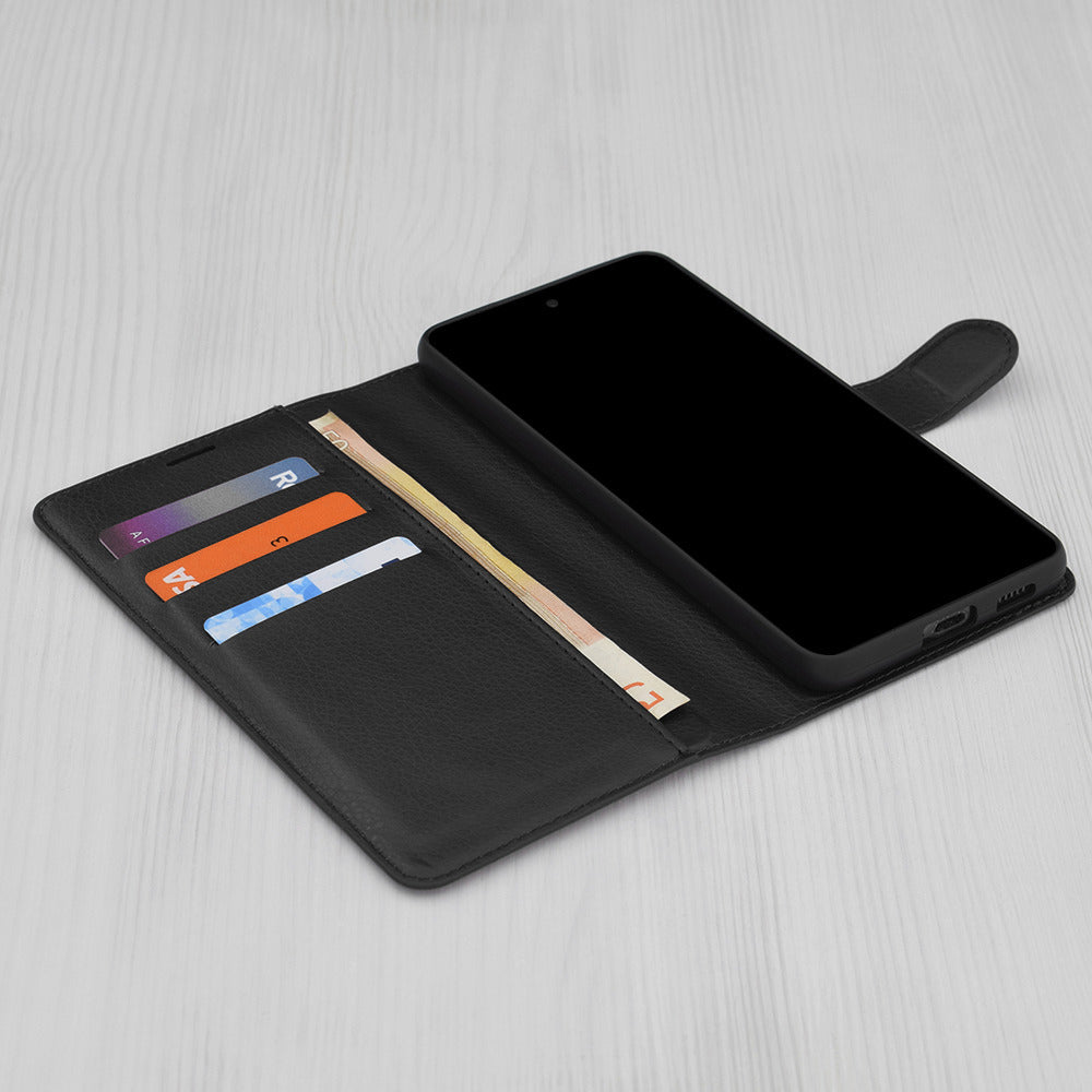 Case for Motorola Edge 70, Techsuit, Leather Folio, Black