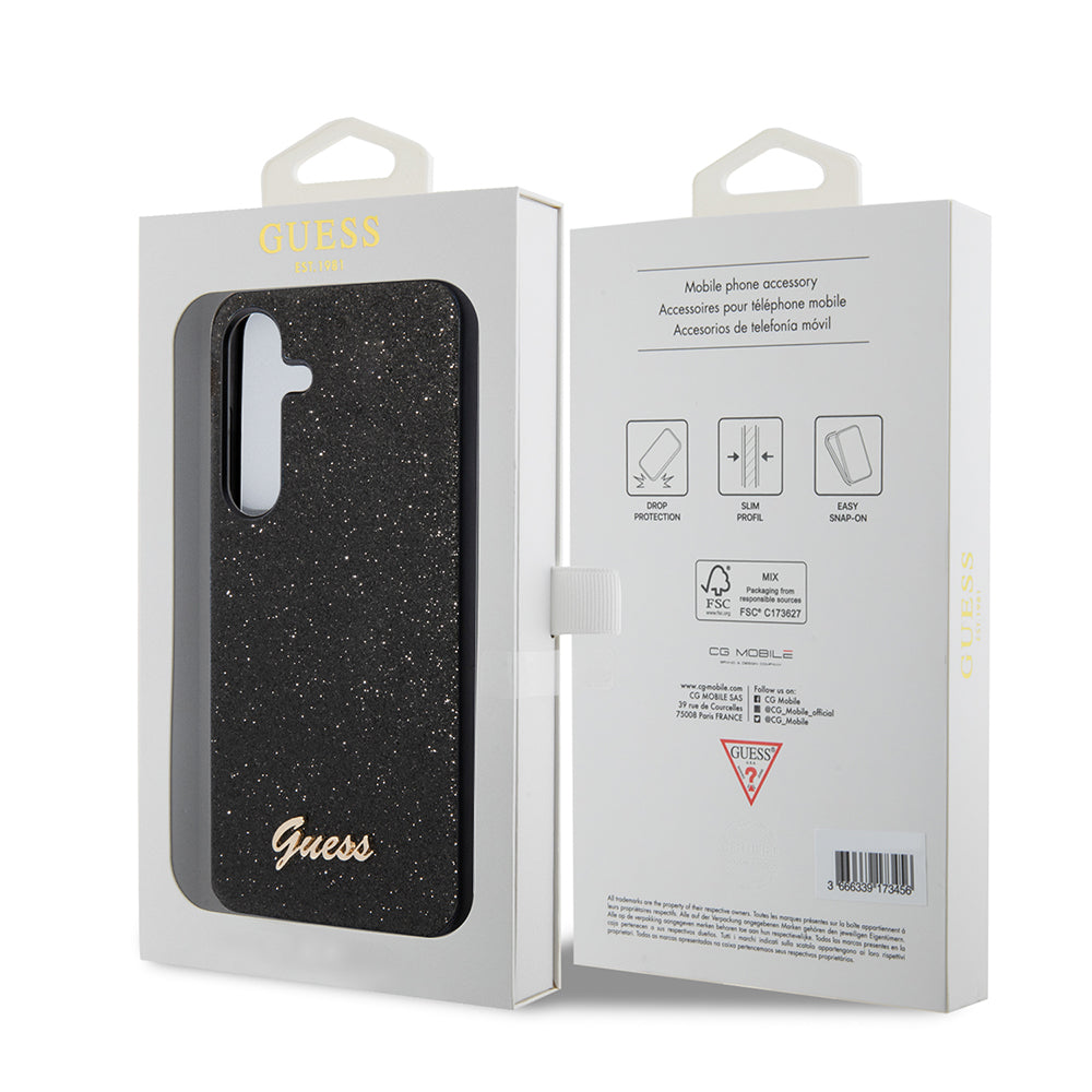 Case for Samsung Galaxy S24+ S926, Guess, Glitter Script, Black