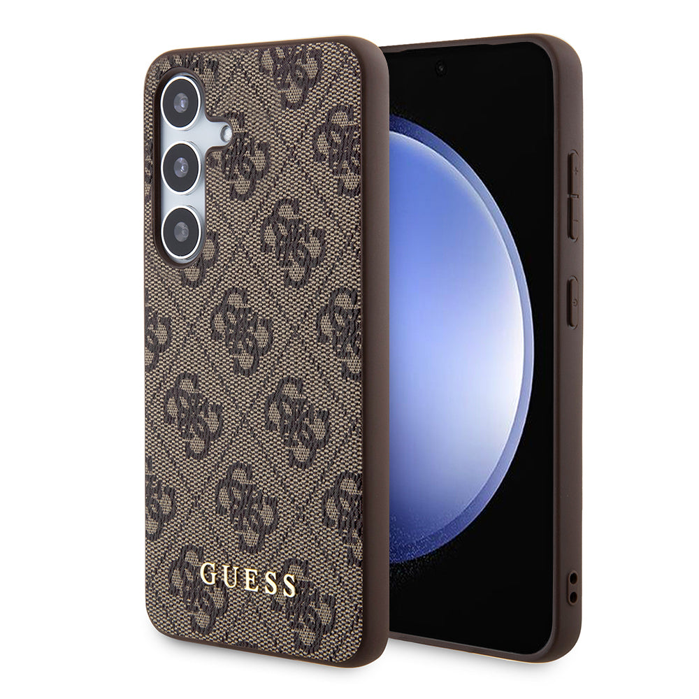 Case for Samsung Galaxy S24 S921, Guess, 4G Metal Gold Logo, Brown