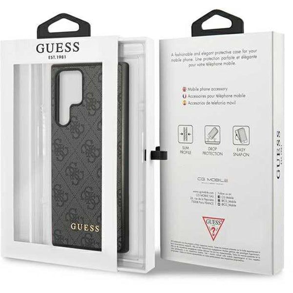 Case for Samsung Galaxy S24 Ultra S928, Guess, 4G Metal Gold Logo, Black