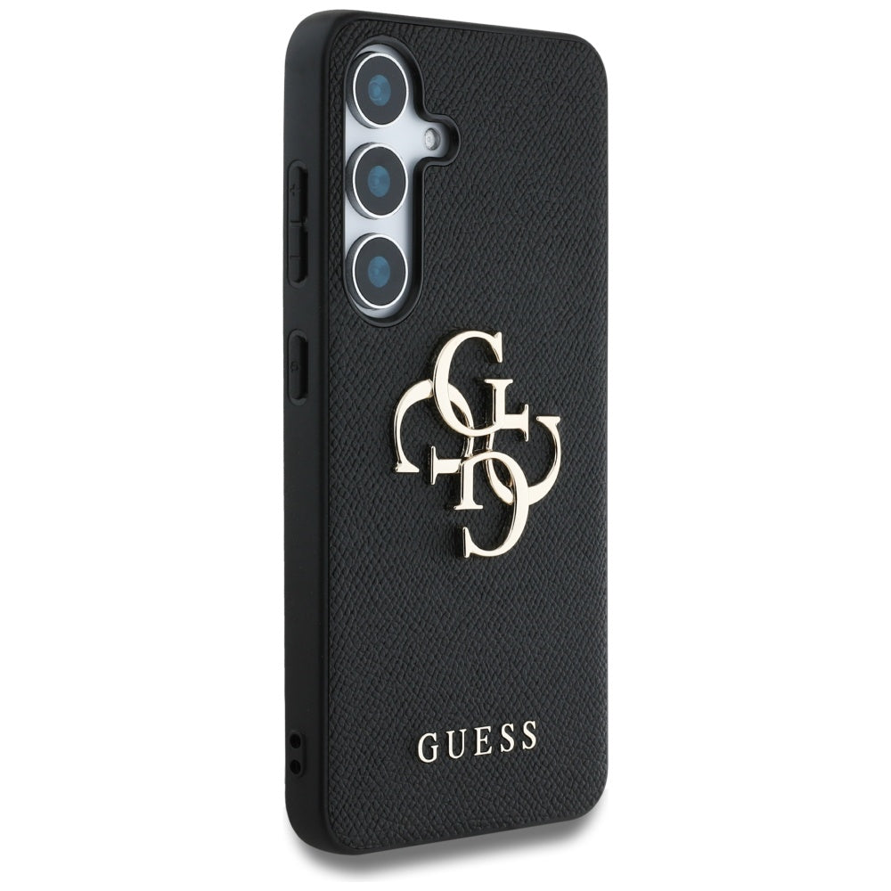 Case for Samsung Galaxy S25+ S936, Guess, 4G Grained Big and Classic Logo, Black