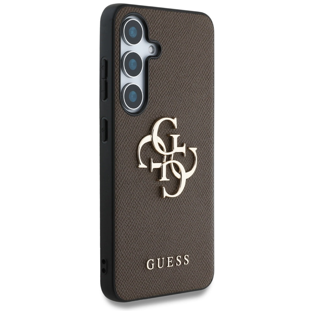 Case for Samsung Galaxy S25 S931, Guess, 4G Grained Big and Classic Logo, Brown