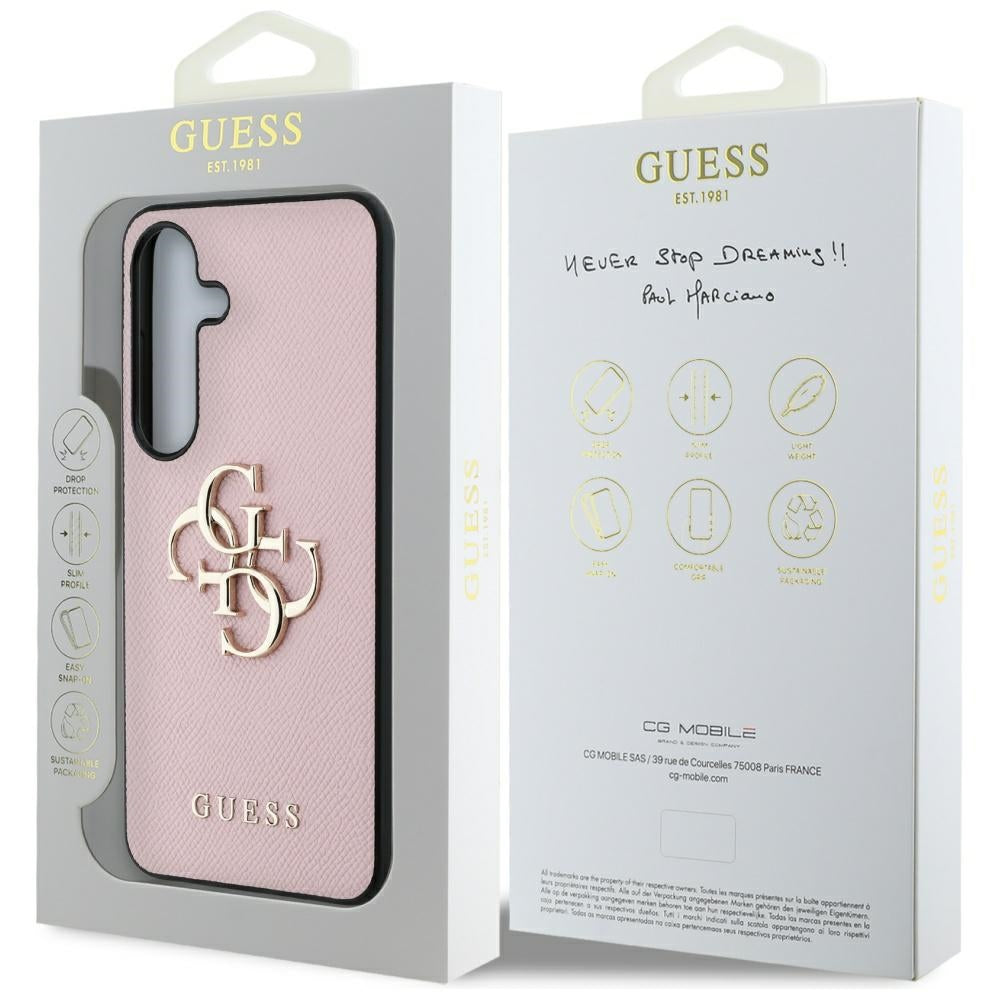 Case for Samsung Galaxy S25 S931, Guess, 4G Grained Big and Classic Logo, Pink