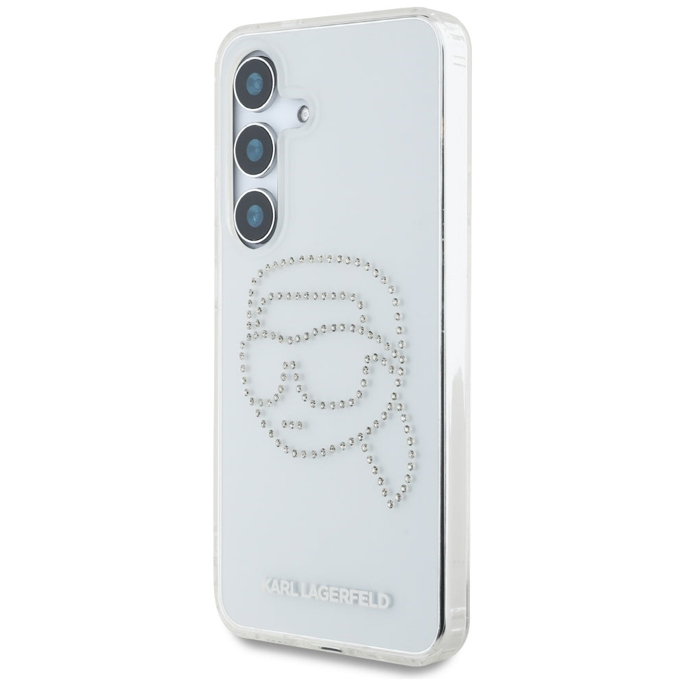 Case for Samsung Galaxy S25 S931, Karl Lagerfeld, IML Rhinestones Karl's Head, Transparent