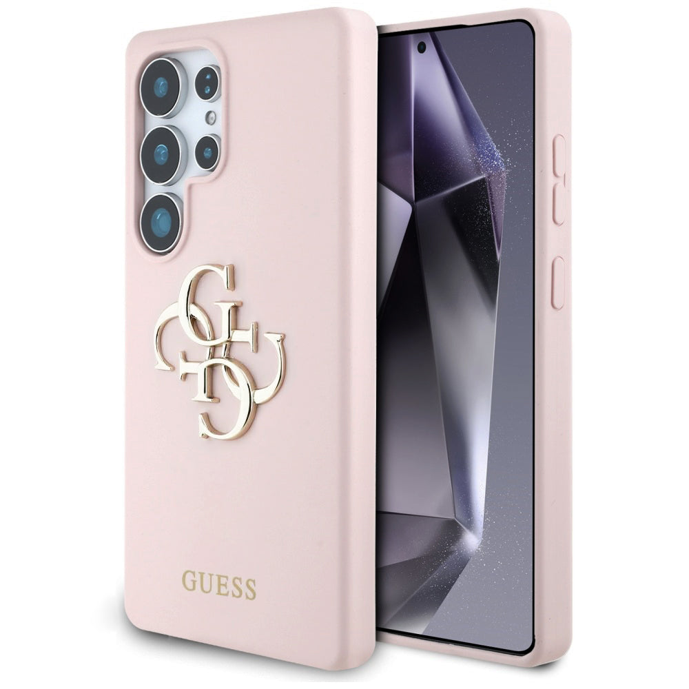 Case for Samsung Galaxy S25 Ultra S938, Guess, 4G Grained Big and Classic Logo, Pink