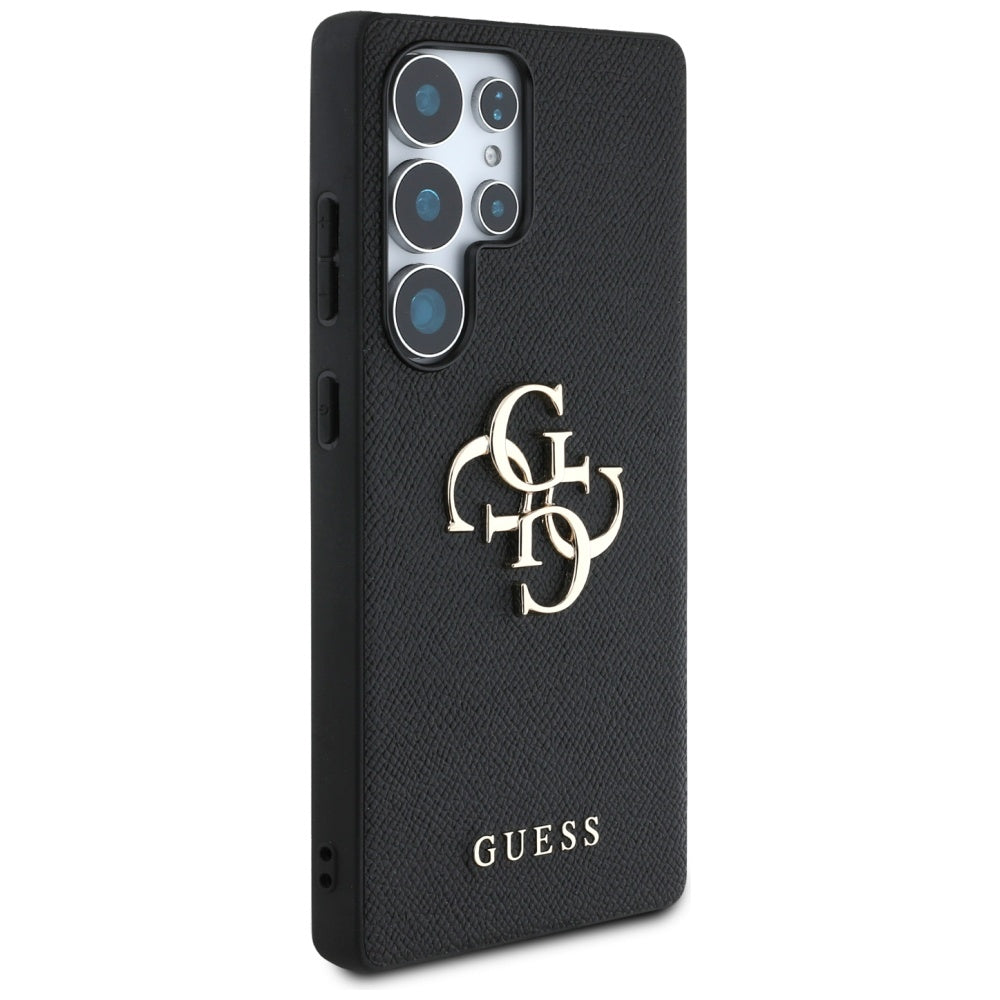 Case for Samsung Galaxy S25 Ultra S938, Guess, 4G Grained Big and Classic Logo, Black
