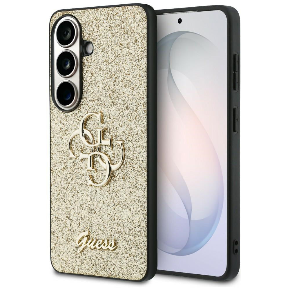 Case for Samsung Galaxy S26 S942, Guess, Fixed Glitter Big 4G Metal Frame, Gold