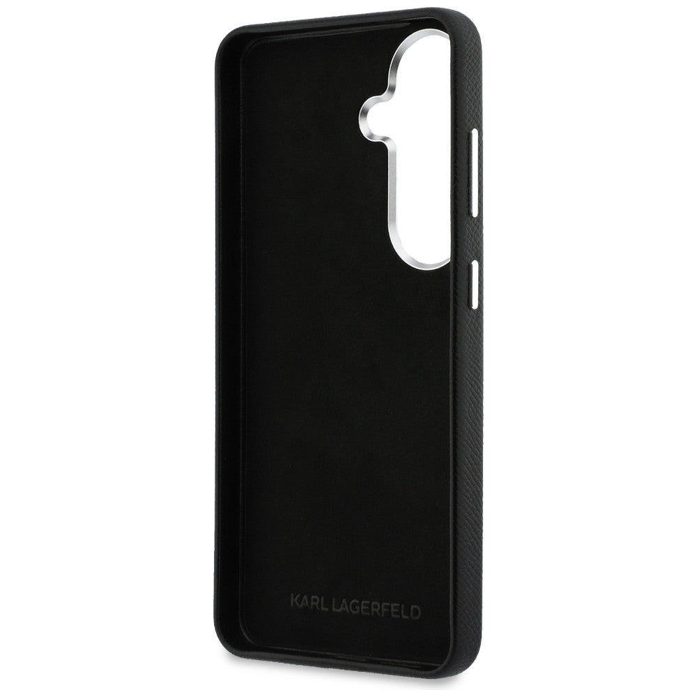 Case for Samsung Galaxy S26 Plus S947, Karl Lagerfeld, Saffiano Karl & Choupette's Head Pin, Black
