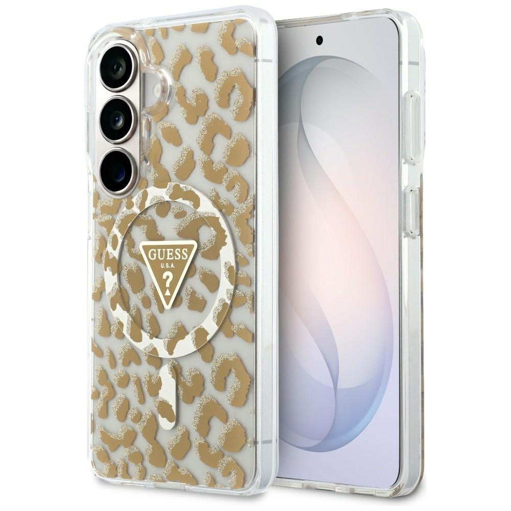 MagSafe Case for Samsung Galaxy S26 S942, Guess, IML Leopard Pattern, Brown