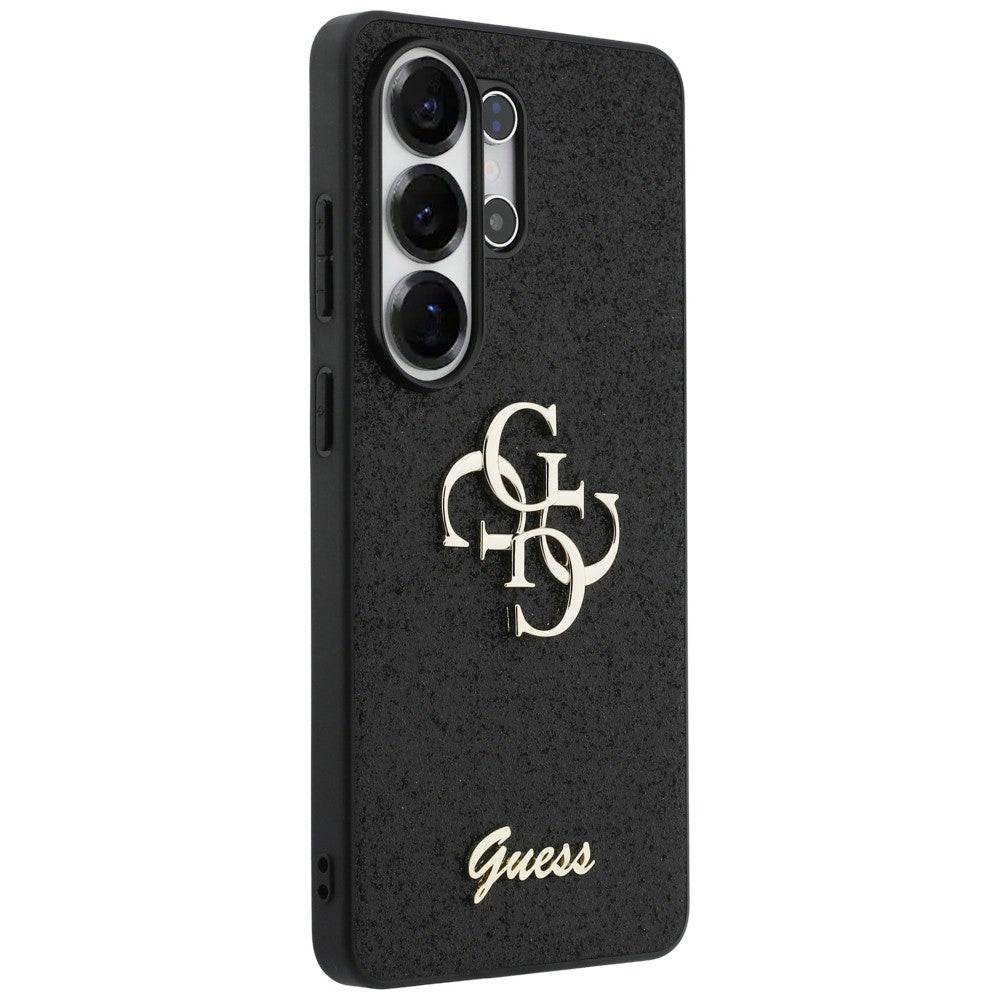 Case for Samsung Galaxy S26 Ultra S948, Guess, Fixed Glitter Big 4G Metal Frame, Black