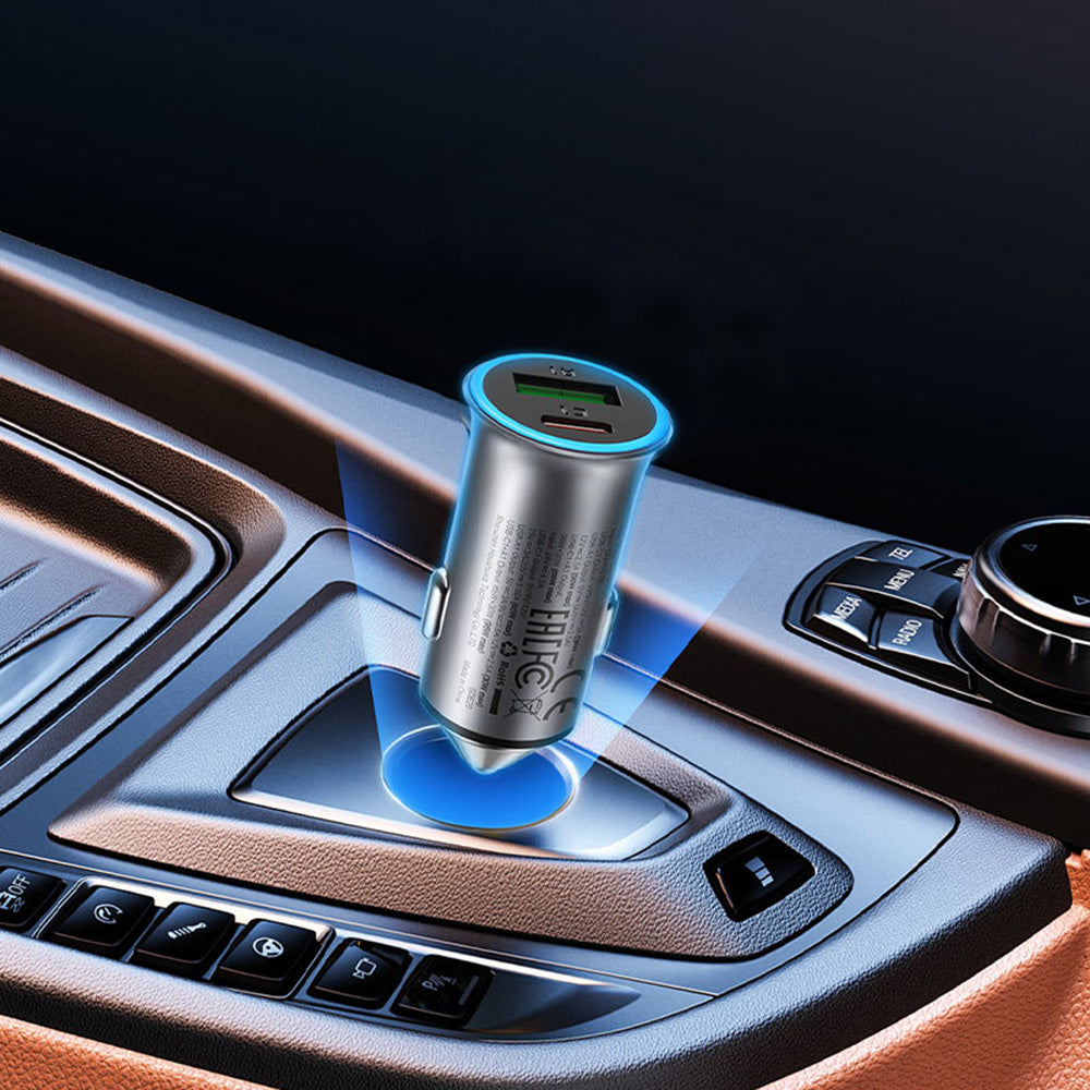 Acefast B16 Car Charger, 95W, 3.25A, 1 x USB-A - 1 x USB-C, Gray