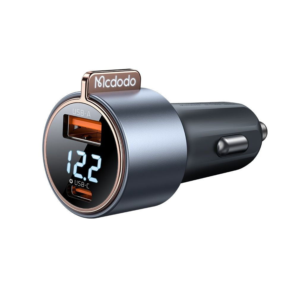 McDodo CC-3690 Venus Display Car Charger, 75W, 3A, 1 x USB-A - 1 x USB-C, Black