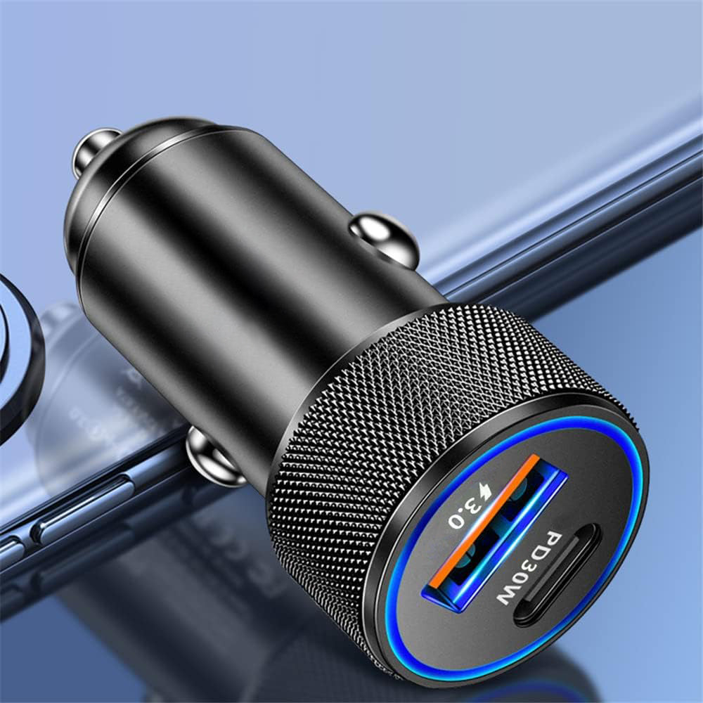 Techsuit C2 VoltDuo Car Charger, 30W, 3A, 1 x USB-A - 1 x USB-C, Black