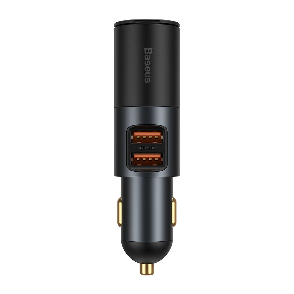 Baseus Share Together Car Charger, 120W, 3A, 2 x USB-A - 1 x Cigarette Lighter Extension, Black CCBT-D0G