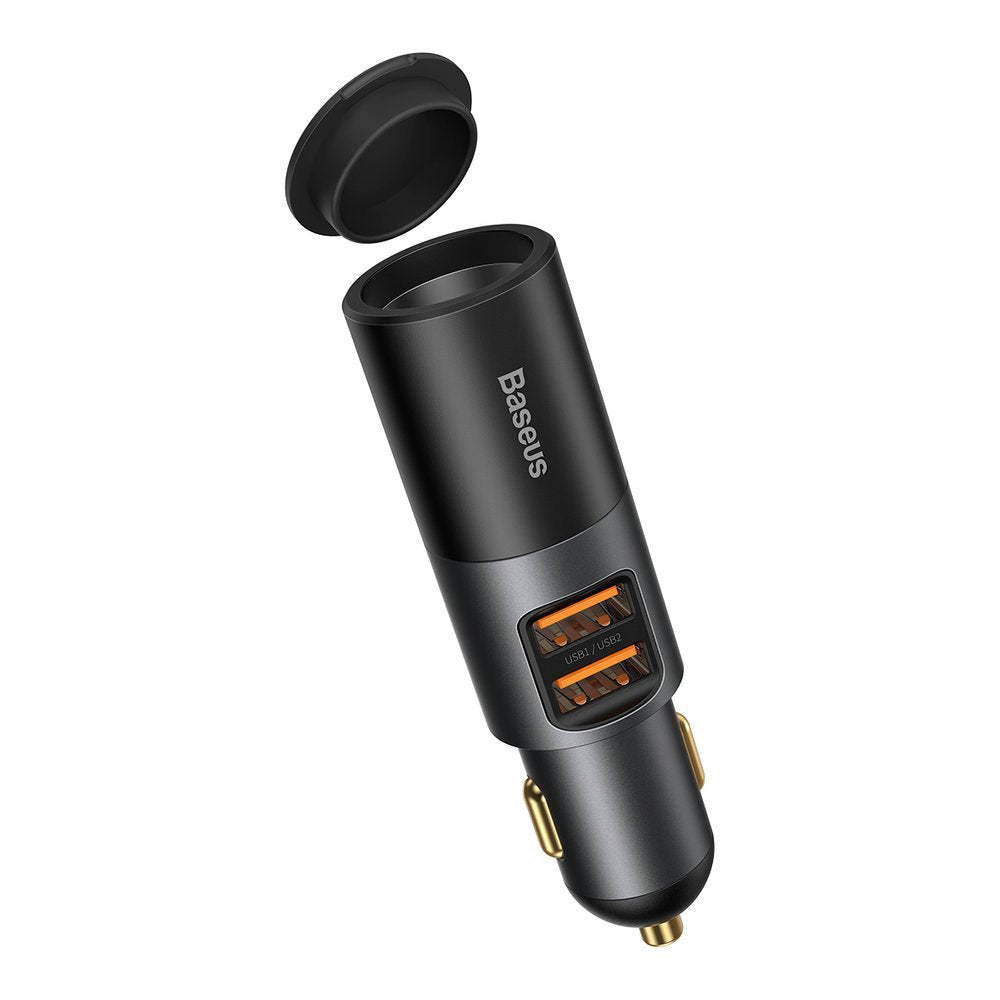 Baseus Share Together Car Charger, 120W, 3A, 2 x USB-A - 1 x Cigarette Lighter Extension, Black CCBT-D0G