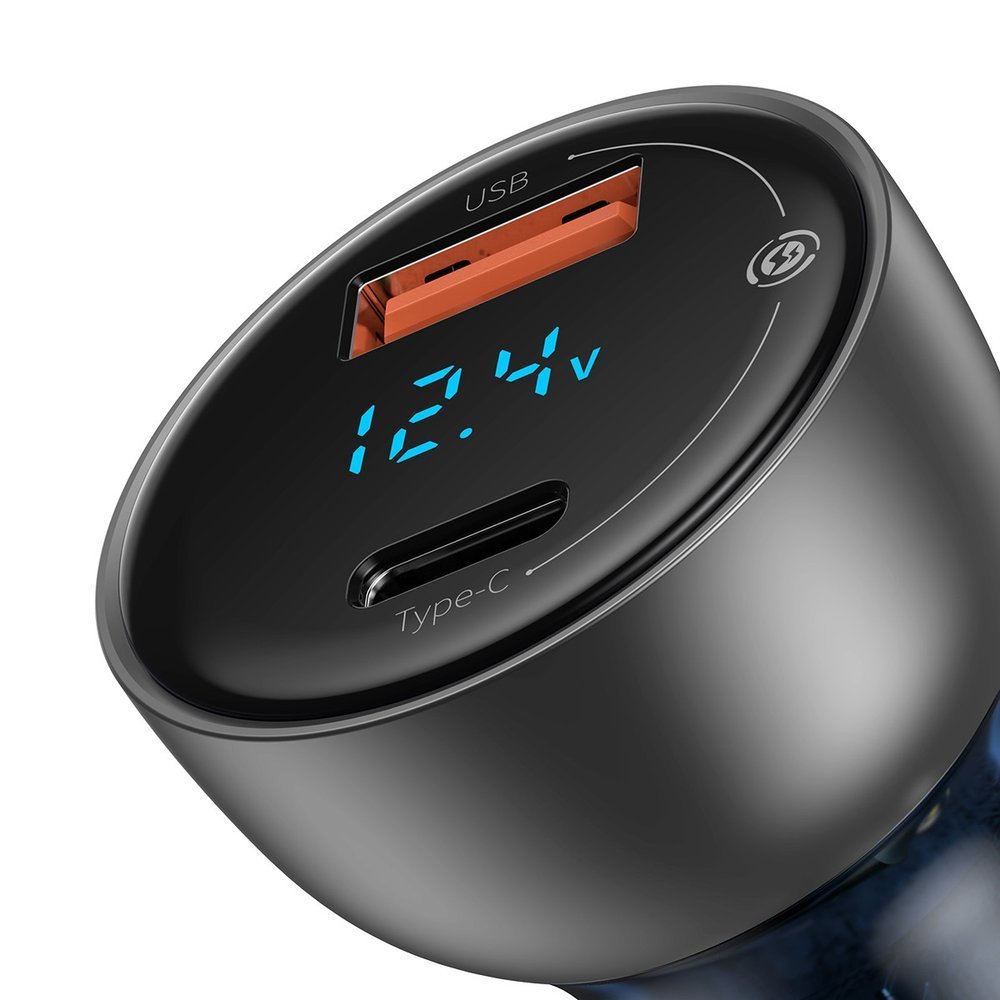 Baseus Car Charger, 65W, 5A, 1 x USB-A - 1 x USB-C, Gray CCKX-C0A