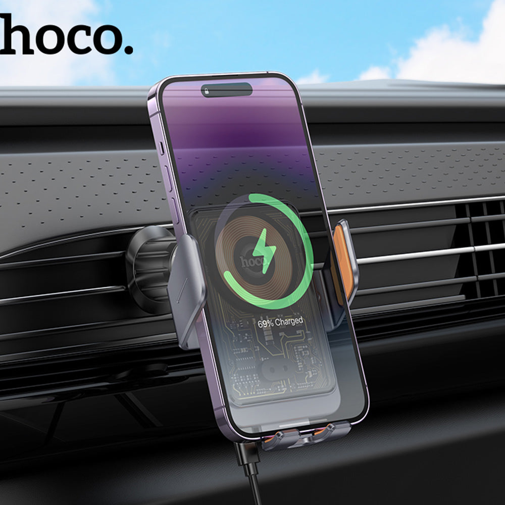 HOCO HW7 Wireless Car Charger, 15W, 1.67A, Black