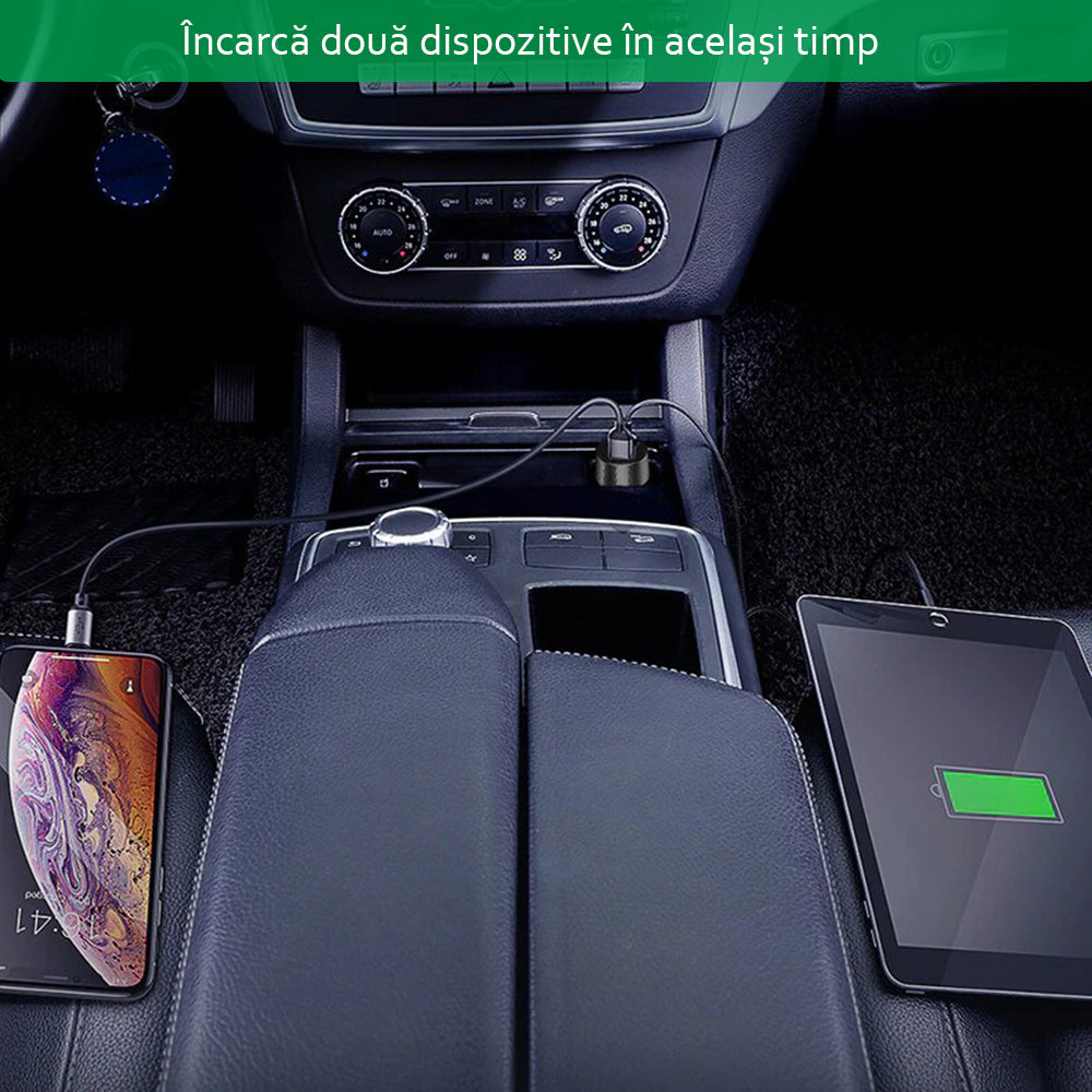Yesido Y31 Auto Charger Display, 18W, 3A, 2 x USB-A, Black