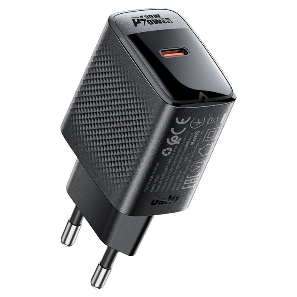 Acefast A102 Network Charger, 30W, 3A, 1 x USB-C, Black