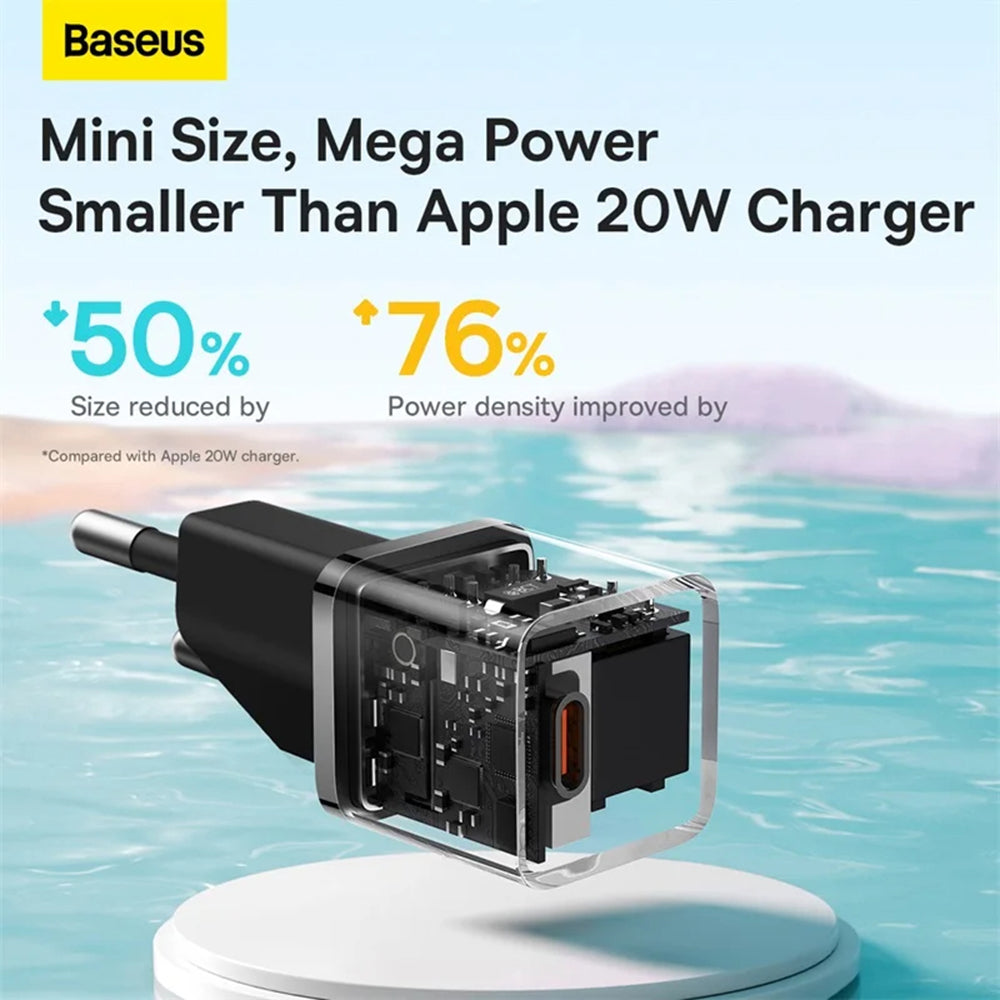 Network Charger Baseus GaN GaN Mini 1C, 20W, 3A, 1 x USB-C, White CCGN050102