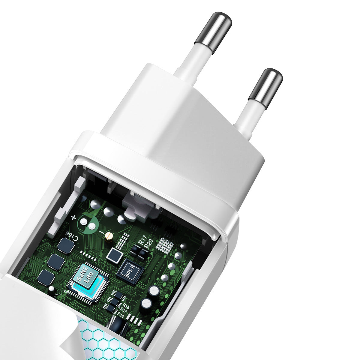 Network Charger Baseus GaN2 Lite, 65W, 3A, 1 x USB-A - 1 x USB-C, White CCGAN2L-B02
