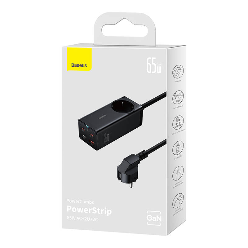 Baseus GaN3 Pro Extension, 1 x Schuko, Black PSZM000901