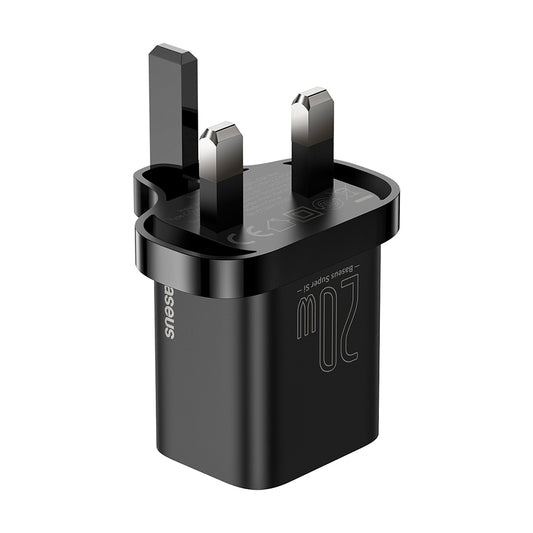 Baseus Super Si UK Network Charger, 20W, 3A, 1 x USB-C, Black CCSUP-K01