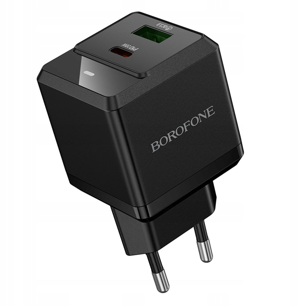 Borofone BN19 Intenso Network Charger, 20W, 3A, 1 x USB-A - 1 x USB-C, Black
