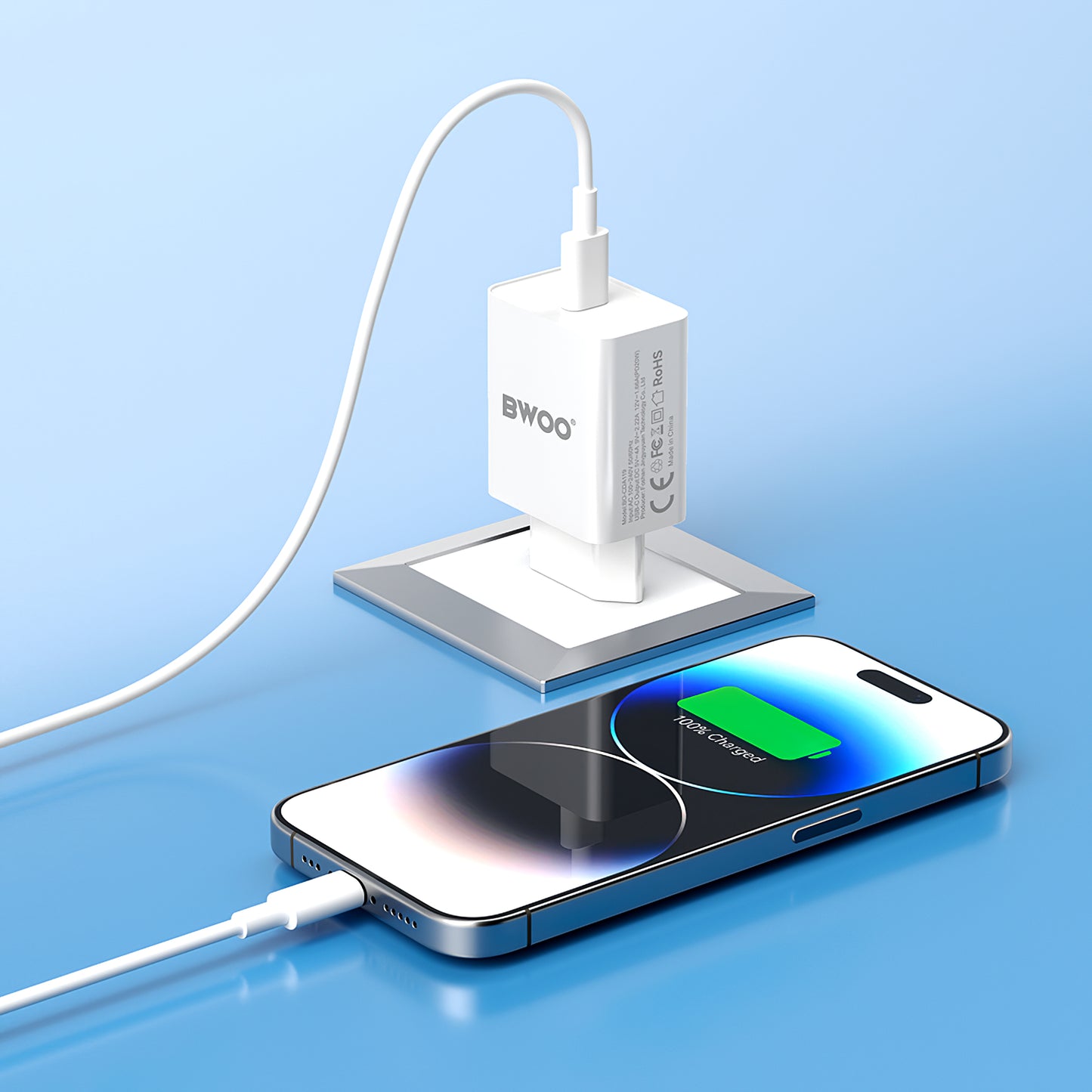 Network Charger BWOO BO-CDA119, 20W, 4A, 1 x USB-C, White