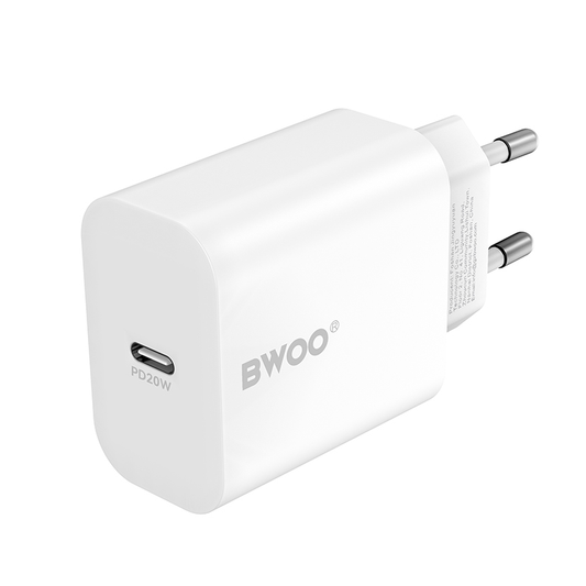 Network Charger with USB-C Cable BWOO CDA233, 20W, 3A, 1 x USB-C, White