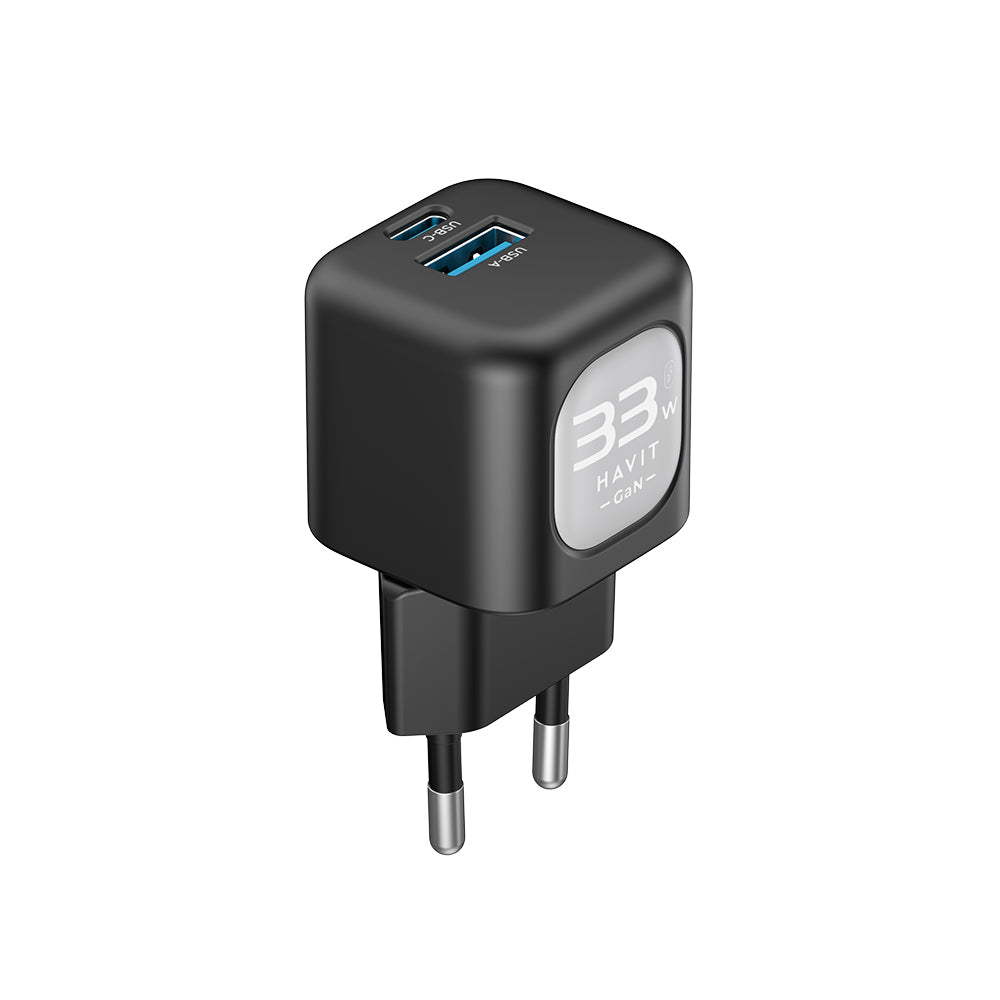HAVIT UC230 Network Charger, 33W, 3A, 1 x USB-A - 1 x USB-C, Pink