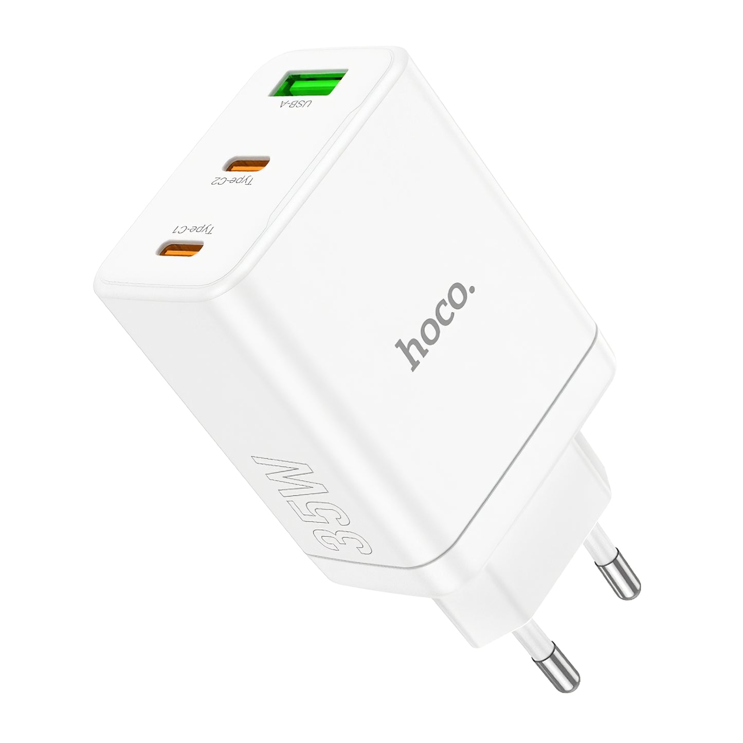 Network Charger HOCO N33, 35W, 3A, 1 x USB-A - 2 x USB-C, White