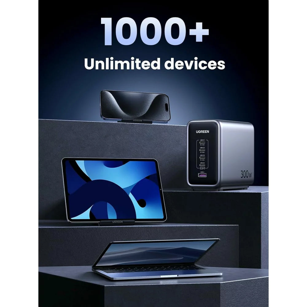 Charger Station UGREEN CD333 Nexode, 300W, 5A, 1 x USB-A - 4 x USB-C, Grey