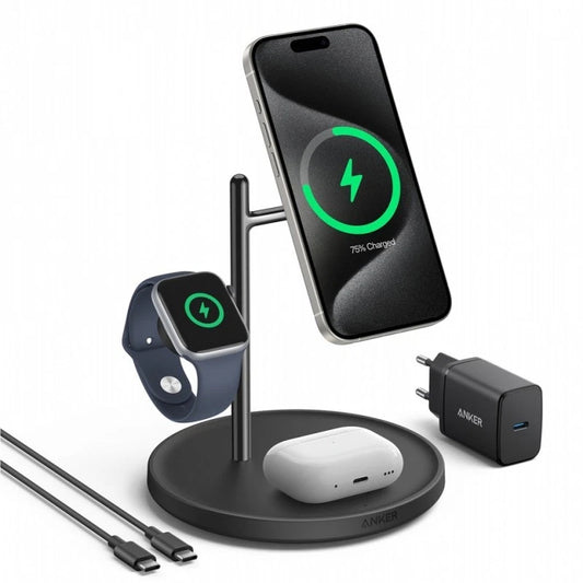 Anker MagGo 3in1 Wireless Network Charger, 25W, 1.67A, Black B25M3311