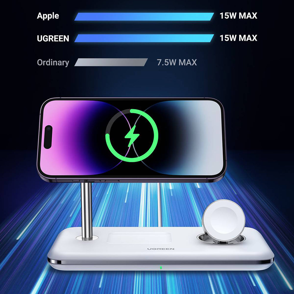 UGREEN CD278 3in1 Wireless Network Charger, 25W, 1.67A, White