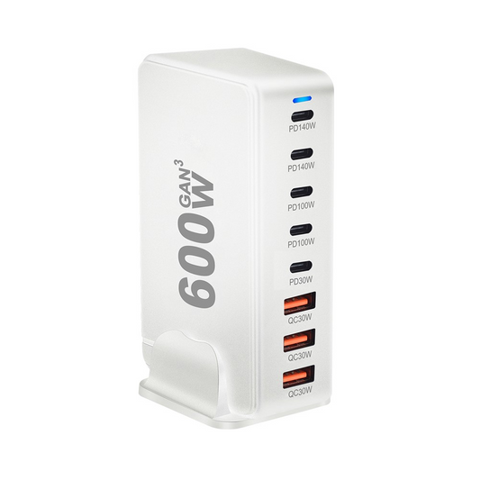 OEM Station Charger, 600W, 4 x USB-A - 4 x USB-C, White