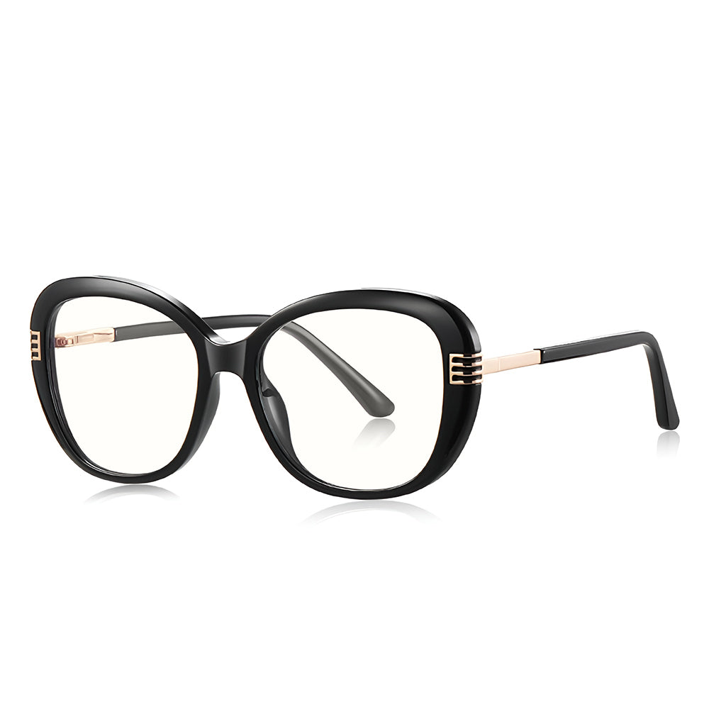 Techsuit 2265 Women's Computer Glasses, Anti-Blue Light, Black Gold