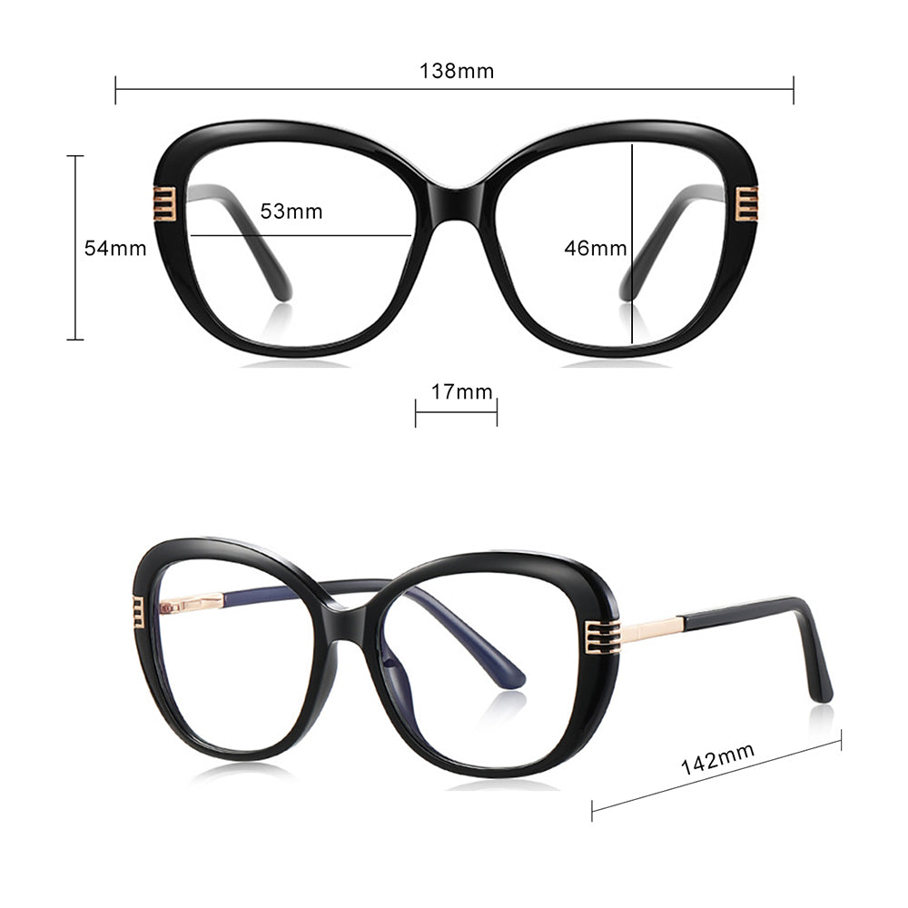 Techsuit 2265 Women's Computer Glasses, Anti-Blue Light, Black Gold