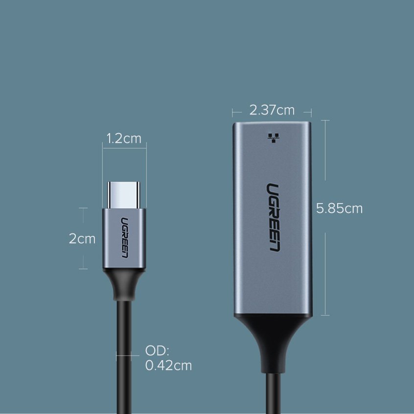 Network Card UGREEN CM199, RJ45, USB-C, Gray