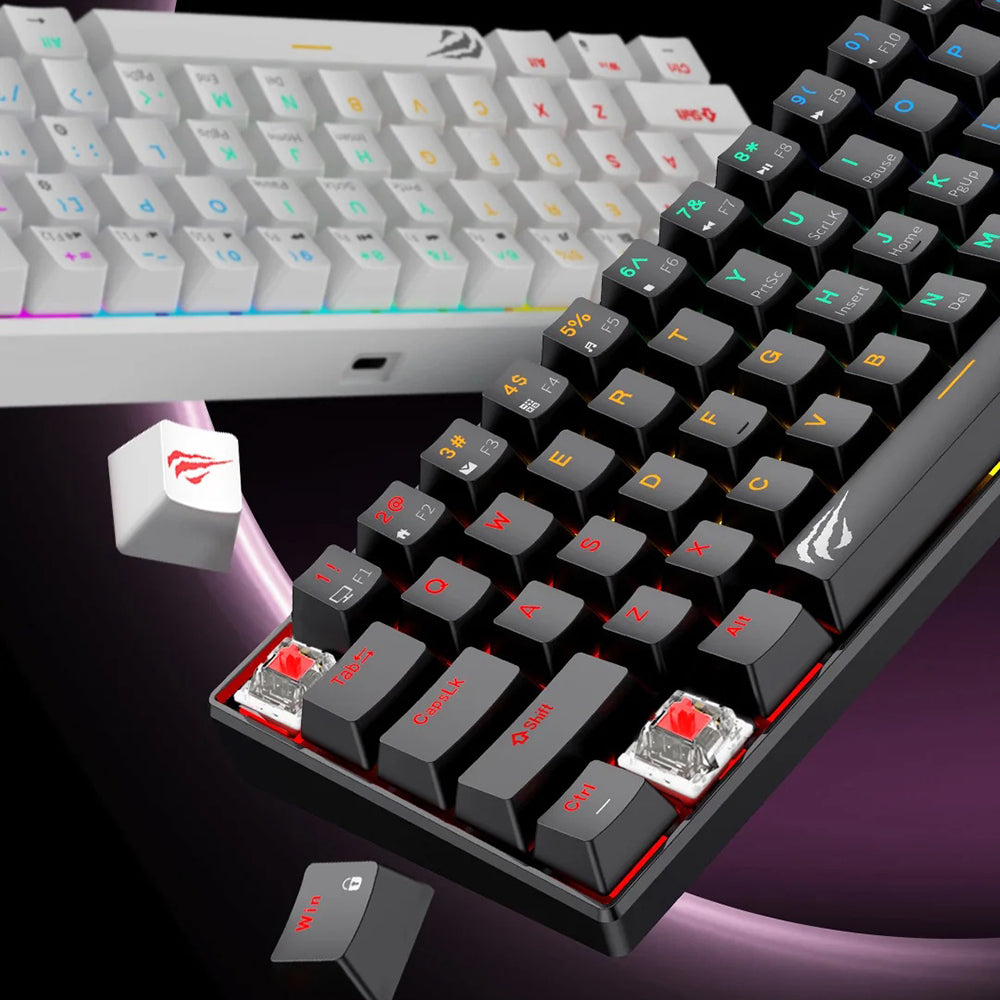Wired USB Gaming Keyboard HAVIT KB903L, RGB, 1.8m, Transparent White