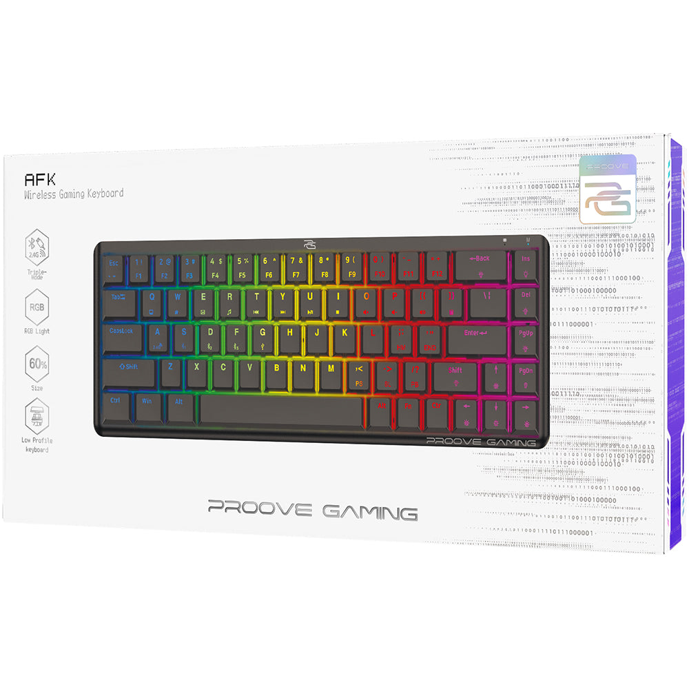 Proove AFK Wireless Gaming Keyboard, RGB, BT / Wi-Fi / Wired, 1.5m, Black WKAFKEN22001