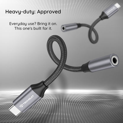 USB-C to 3.5mm Audio Adapter Techsuit AC12 FuseXound, Gray, Set of 2 Pieces