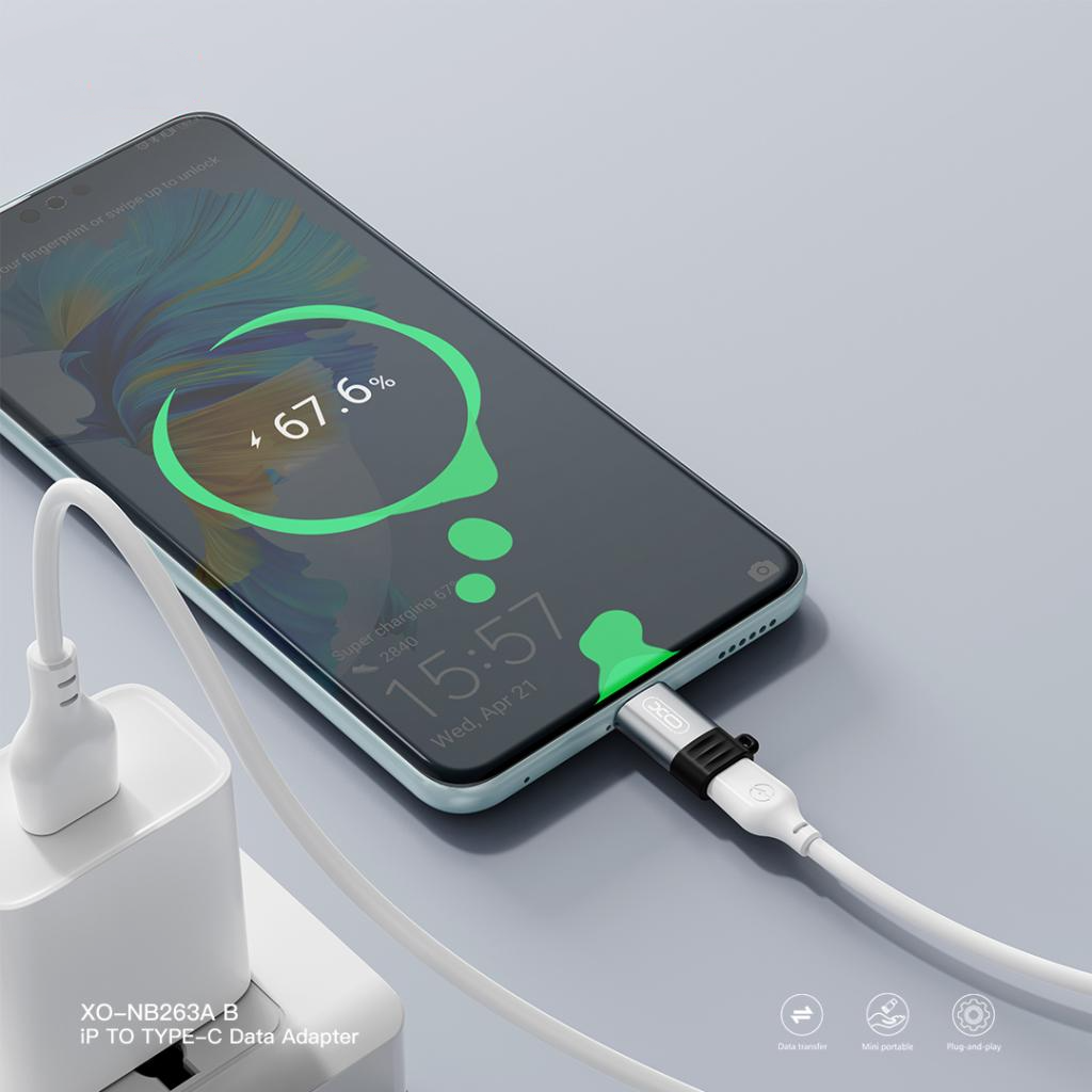 Lightning Data and Charging Adapter - USB-C XO Design NB263A, Black