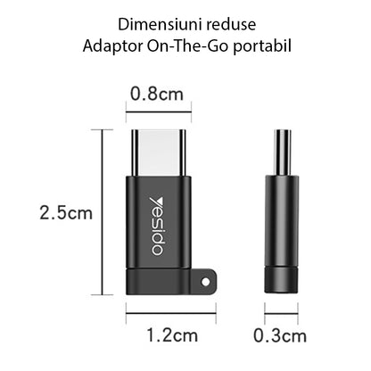 MicroUSB - USB-C Data and Charging Adapter Yesido GS04, Black