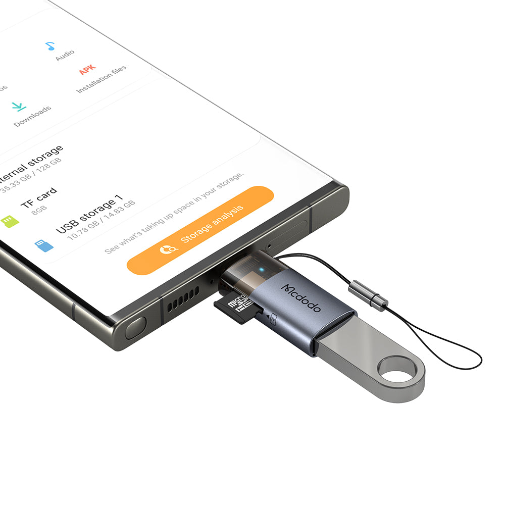 USB-C McDodo OT-7600 Card Reader, USB-A (OTG) - microSD, Black