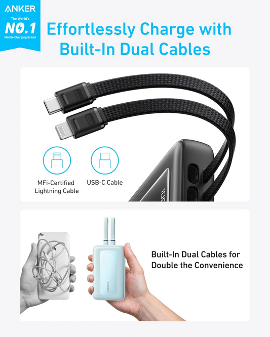 Anker Zolo Power Bank, 20000mAh, 30W, QC + PD, 1 x Lightning - 1 x USB-A - 2 x USB-C, Black A1681012