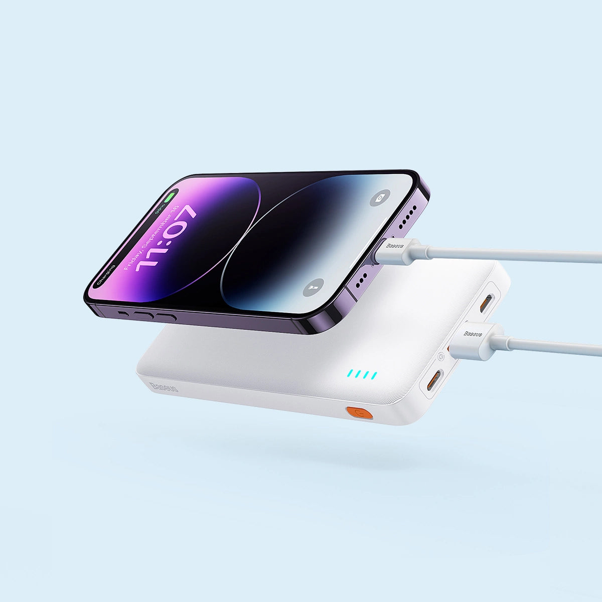 Baseus Airpow External Battery, 10000mAh, 20W, QC + PD, 1 x USB-A - 1 x USB-C, White