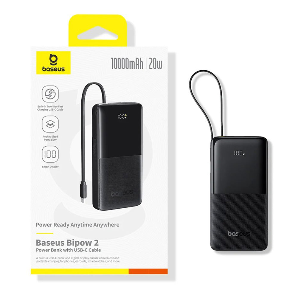 Baseus Bipow 2 External Battery, 20000mAh, 20W, QC + PD, 1 x USB-A - 2 x USB-C, Black P10077101113-01